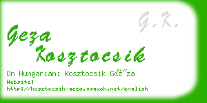 geza kosztocsik business card